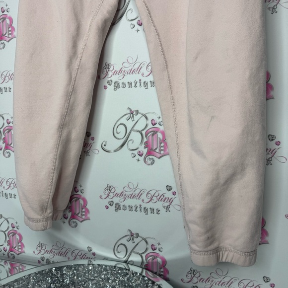 Roots sweatpants joggers light pink with white logo pockets adjustable waist tie - Picture 7 of 7